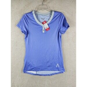 Primal Women's Athletic Henley Short Sleeve Shirt Purple Size S